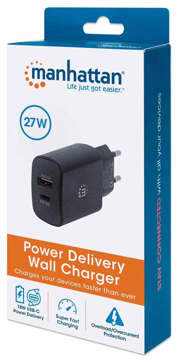 Manhattan Cargador de pared con puerto de carga Power Delivery - 18 W  (102087)