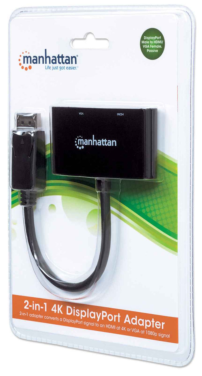 Manhattan Adaptador DisplayPort 4K 2 en 1 152587