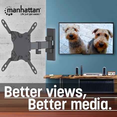 Manhattan Soporte para monitor, de escritorio, movimiento articulado, 3  pantallas planas de 13 a 27 máximo 7 kg cada una (461658)