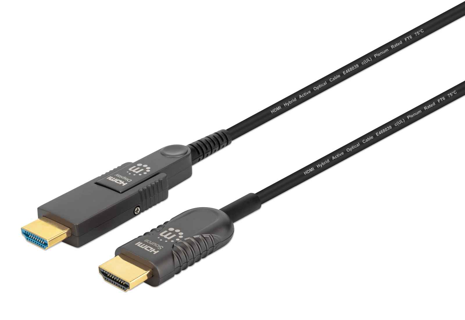 Manhattan Cable Óptico Activo HDMI de Alta Velocidad con conector HDMI  desmontable (Plenum) (355193)