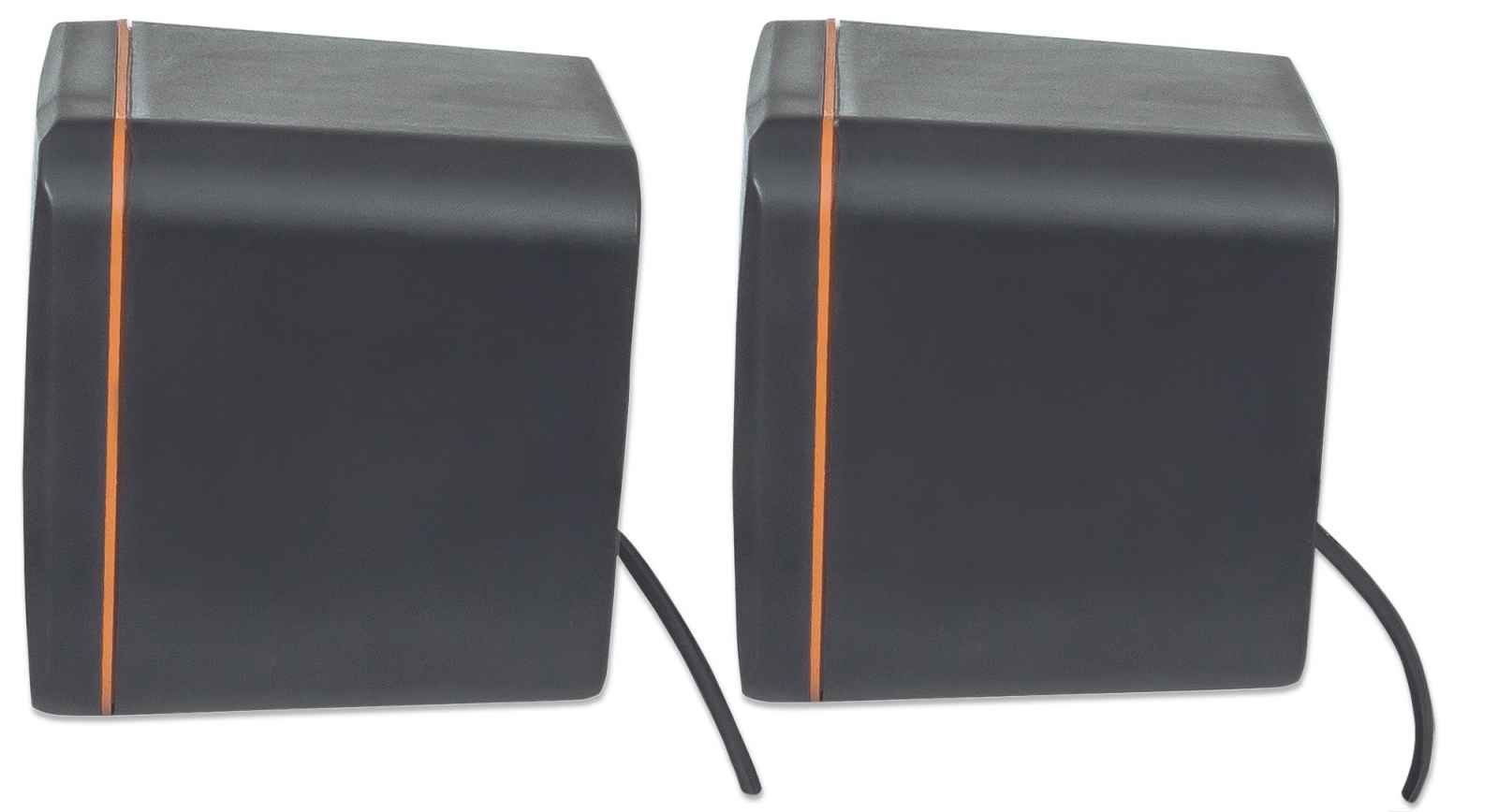Manhattan Sistema de altavoces estéreo alimentados por USB, tamaño pequeño,  con control de volumen y enchufe de audio de 0.138 in para conectar a