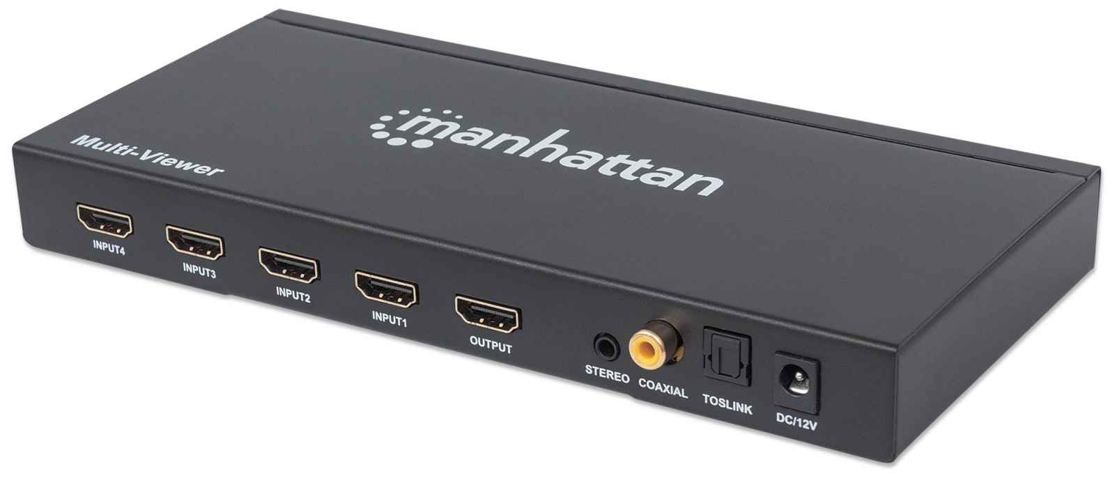 Manhattan 1080p Conmutador Multiviewer (visor múltiple) HDMI de 4 puerto  (207881)