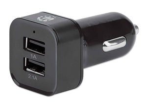Manhattan Cargador para coche con 2 puertos USB y un cable de carga (102179)