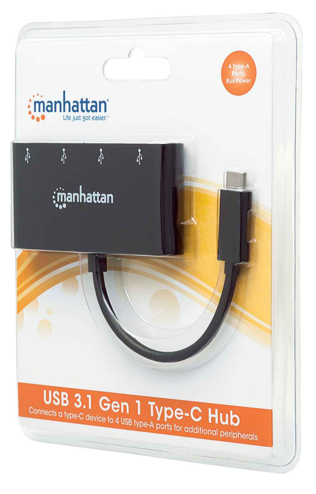 Manhattan Hub USB 3.2 Gen 1 de 3 puertos, con lector de tarjetas (164931)
